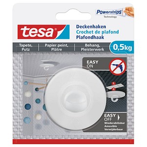 Image TESA Powerstrips Deckenhaken, für Tapete und Putz, 0,5 kg ideal zur Befestigung