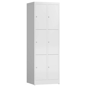 Image LÜLLMANN Schließfachschrank ClassiX signalweiß X-520327, 6 Schließfächer 59,0 x 50,0 x 180,0 cm