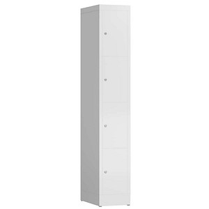 Image LÜLLMANN Schließfachschrank ClassiX signalweiß X-520417, 4 Schließfächer 31,0 x 50,0 x 180,0 cm