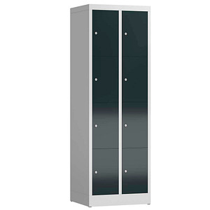 Image LÜLLMANN Schließfachschrank ClassiX anthrazit, lichtgrau X-520428, 8 Schließfächer 59,0 x 50,0 x 180,0 cm