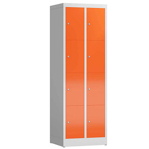 Image LÜLLMANN Schließfachschrank ClassiX feuerrot, lichtgrau X-520424, 8 Schließfächer 59,0 x 50,0 x 180,0 cm