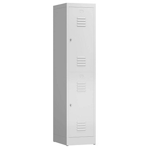 Image LÜLLMANN Spind ClassiX lichtgrau X-523210, 2 Schließfächer 41,5 x 50,0 x 180,0 cm