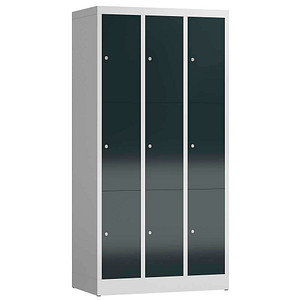 Image LÜLLMANN Schließfachschrank ClassiX anthrazit, lichtgrau X-520338, 9 Schließfächer 87,0 x 50,0 x 180,0 cm