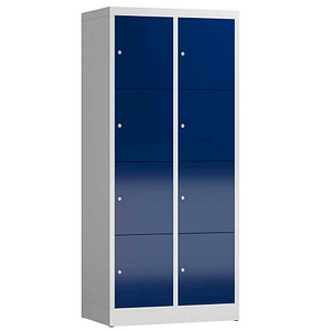 Image LÜLLMANN Schließfachschrank ClassiX enzianblau, lichtgrau X-523421, 8 Schließfächer 80,0 x 50,0 x 180,0 cm