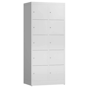 Image LÜLLMANN Schließfachschrank ClassiX lichtgrau X-523520, 10 Schließfächer 80,0 x 50,0 x 180,0 cm