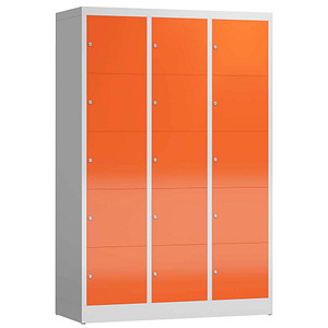 Image LÜLLMANN Schließfachschrank ClassiX feuerrot, lichtgrau X-523534, 15 Schließfächer 118,5 x 50,0 x 180,0 cm