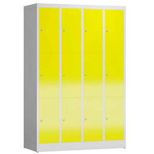 Image LÜLLMANN Schließfachschrank ClassiX lichtgrau, zinkgelb X-520346, 12 Schließfächer 118,5 x 50,0 x 180,0 cm