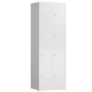 Image LÜLLMANN Schließfachschrank ClassiX signalweiß X-520427, 8 Schließfächer 59,0 x 50,0 x 180,0 cm