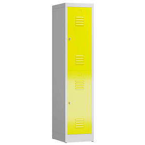 Image LÜLLMANN Spind ClassiX lichtgrau, zinkgelb X-523216, 2 Schließfächer 41,5 x 50,0 x 180,0 cm