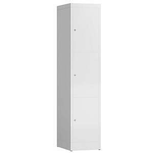 Image LÜLLMANN Schließfachschrank ClassiX signalweiß X-523317, 3 Schließfächer 41,5 x 50,0 x 180,0 cm