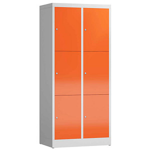 Image LÜLLMANN Schließfachschrank ClassiX feuerrot, lichtgrau X-523324, 6 Schließfächer 80,0 x 50,0 x 180,0 cm