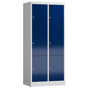 Image LÜLLMANN Schließfachschrank ClassiX enzianblau, lichtgrau X-523321, 6 Schließfächer 80,0 x 50,0 x 180,0 cm