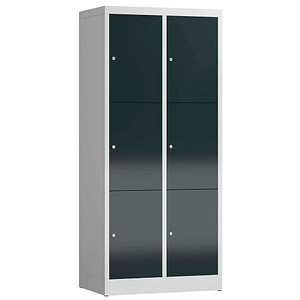 Image LÜLLMANN Schließfachschrank ClassiX anthrazit, lichtgrau X-523328, 6 Schließfächer 80,0 x 50,0 x 180,0 cm