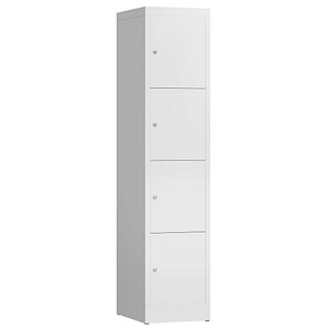 Image LÜLLMANN Schließfachschrank ClassiX signalweiß X-523417, 4 Schließfächer 41,5 x 50,0 x 180,0 cm