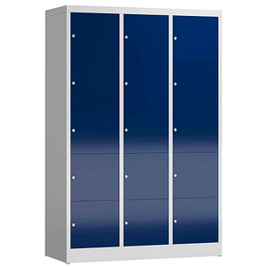 Image LÜLLMANN Schließfachschrank ClassiX enzianblau, lichtgrau X-523531, 15 Schließfächer 118,5 x 50,0 x 180,0 cm