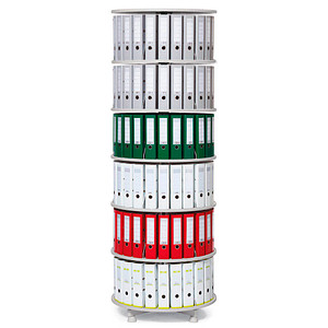 Image Ordnerdrehsäule hellgrau bis zu 144 Ordner, Etagen einzeln drehbar, H: 229,0 cm