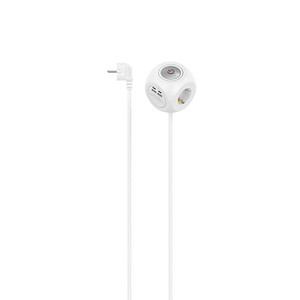 Image hama 3-fach Steckdosenwürfel  1,4 cm weiß mit USB-Buchse
