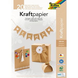 Image folia Kraftpapier-Block, DIN A4, 20 Blatt, sortiert