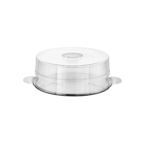 Image APS Tortenplatte mit 2 Hauben transparent/silber 30,0 cm