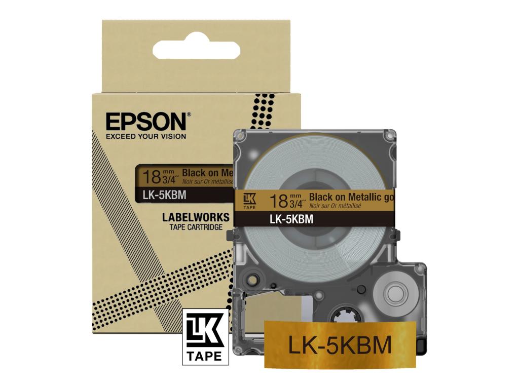 Image EPSON LabelWorks LK-5KBM - Schwarz auf Metallic-Gold - Rolle (1,8 cm x 9 m) 1 K