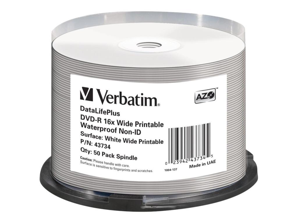 Image 1x50 Verbatim DVD-R 4,7GB 16x Wide glossy waterproof print