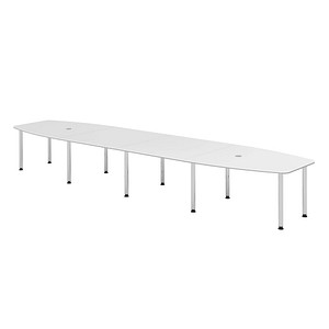 Image HAMMERBACHER Konferenztisch KT52C weiß Tonnenform, Rundrohr chrom, 520,0 x 85,0/130,0 x 72,0 - 74,0 cm