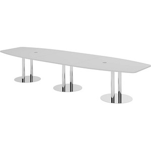 Image HAMMERBACHER Konferenztisch KT40S lichtgrau Tonnenform, Rundrohr chrom, 400,0 x 85,0 - 130,0 x 74,0 cm