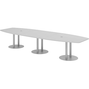 Image HAMMERBACHER Konferenztisch KT40S lichtgrau Tonnenform, Rundrohr silber, 400,0 x 85,0 - 130,0 x 74,0 cm