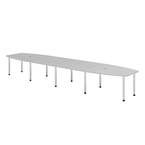 Image HAMMERBACHER Konferenztisch KT52C lichtgrau Tonnenform, Rundrohr chrom, 520,0 x 85,0/130,0 x 72,0 - 74,0 cm