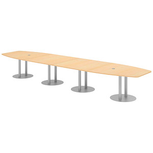 Image HAMMERBACHER Konferenztisch KT52S ahorn Tonnenform, Rundrohr silber, 520,0 x 85,0 - 130,0 x 74,0 cm