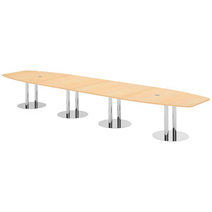 Image HAMMERBACHER Konferenztisch KT52S ahorn Tonnenform, Rundrohr chrom, 520,0 x 85,0 - 130,0 x 74,0 cm
