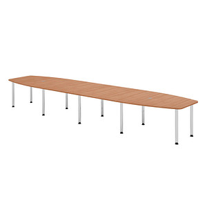 Image HAMMERBACHER Konferenztisch KT52C nussbaum Tonnenform, Rundrohr chrom, 520,0 x 85,0/130,0 x 72,0 - 74,0 cm