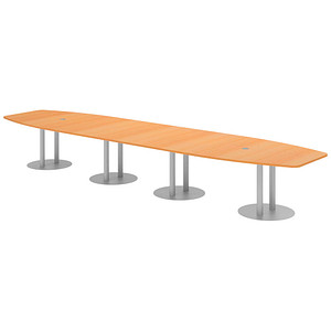 Image HAMMERBACHER Konferenztisch KT52S buche Tonnenform, Rundrohr silber, 520,0 x 85,0 - 130,0 x 74,0 cm