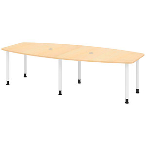 Image HAMMERBACHER Konferenztisch KT28C ahorn Tonnenform, Rundrohr grau, 280,0 x 85,0/130,0 x 72,0 - 74,0 cm