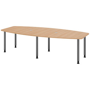 Image HAMMERBACHER Konferenztisch KT28C eiche Tonnenform, Rundrohr grau, 280,0 x 85,0/130,0 x 72,0 - 74,0 cm