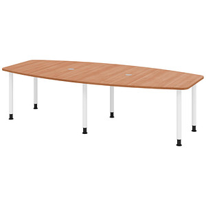 Image HAMMERBACHER Konferenztisch KT28C nussbaum Tonnenform, Rundrohr grau, 280,0 x 85,0/130,0 x 72,0 - 74,0 cm