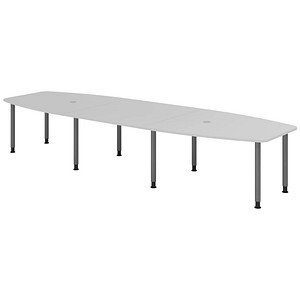 Image HAMMERBACHER Konferenztisch KT40C lichtgrau Tonnenform, Rundrohr grau, 400,0 x 85,0/130,0 x 72,0 - 74,0 cm