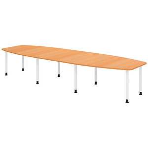 Image HAMMERBACHER Konferenztisch KT40C buche Tonnenform, Rundrohr grau, 400,0 x 85,0/130,0 x 72,0 - 74,0 cm