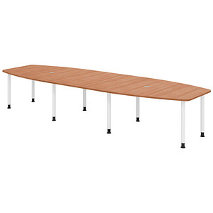 Image HAMMERBACHER Konferenztisch KT40C nussbaum Tonnenform, Rundrohr grau, 400,0 x 85,0/130,0 x 72,0 - 74,0 cm
