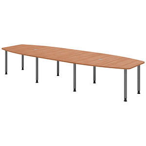 Image HAMMERBACHER Konferenztisch KT40C nussbaum Tonnenform, Rundrohr grau, 400,0 x 85,0/130,0 x 72,0 - 74,0 cm
