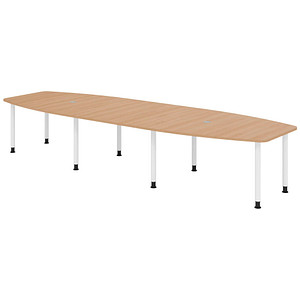 Image HAMMERBACHER Konferenztisch KT40C eiche Tonnenform, Rundrohr grau, 400,0 x 85,0/130,0 x 72,0 - 74,0 cm