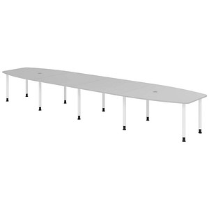 Image HAMMERBACHER Konferenztisch KT52C lichtgrau Tonnenform, Rundrohr grau, 520,0 x 85,0/130,0 x 72,0 - 74,0 cm