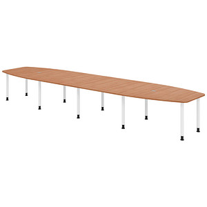 Image HAMMERBACHER Konferenztisch KT52C nussbaum Tonnenform, Rundrohr grau, 520,0 x 85,0/130,0 x 72,0 - 74,0 cm