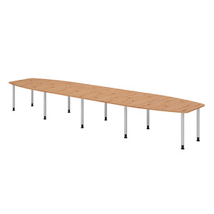 Image HAMMERBACHER Konferenztisch KT52C asteiche Tonnenform, Rundrohr silber, 520,0 x 85,0 - 130,0 x 72,0 - 74,0 cm