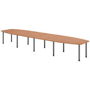 Image HAMMERBACHER Konferenztisch KT52C nussbaum Tonnenform, Rundrohr grau, 520,0 x 85,0/130,0 x 72,0 - 74,0 cm