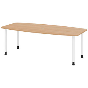 Image HAMMERBACHER Konferenztisch KT22C eiche Tonnenform, Rundrohr grau, 220,0 x 83,0/103,0 x 72,0 - 74,0 cm