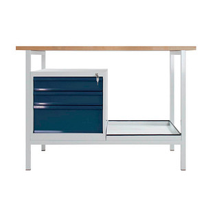 Image ADB Werkbank Eko lichtgrau, anthrazitgrau 3 Schubladen 120,5 x 60,0 x 82,5 cm