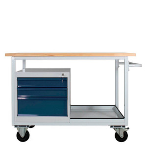 Image ADB Werkbank Eko lichtgrau, anthrazitgrau 3 Schubladen 130,0 x 60,0 x 85,0 cm
