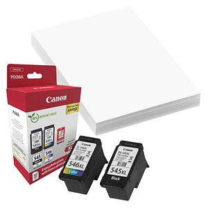 Image Canon PG-545 XL + CL-546 XL  schwarz, color Druckköpfe + Fotopapier, 2er-Set