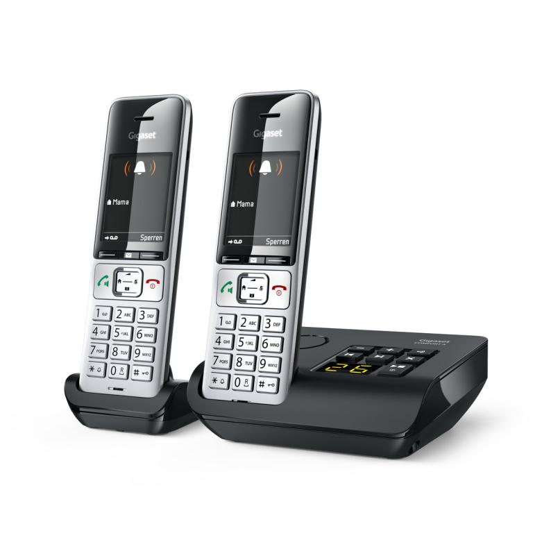 Image Gigaset COMFORT 500A duo Schnurlostelefon-Set mit Anrufbeantworter schwarz-silber